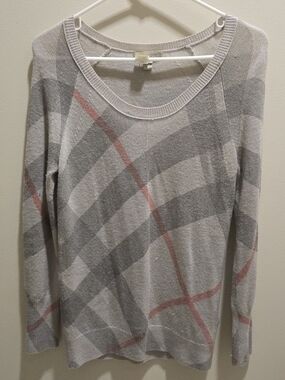 Light Gray Plaid Crewneck Sweater - Burberry Small